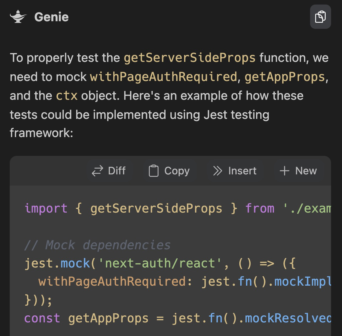 Genie Extension Output Sidebar